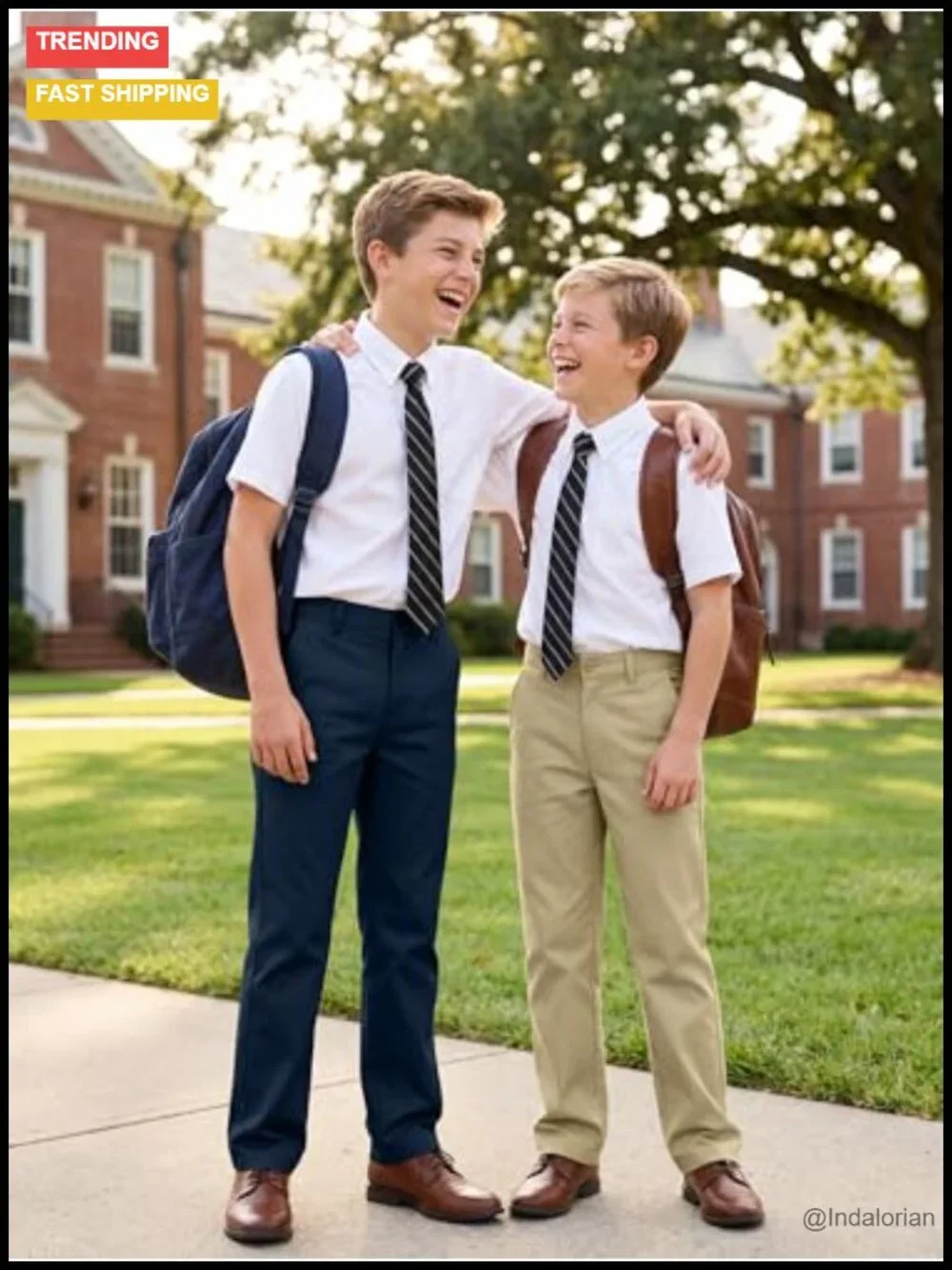 3-Pack Boys School Uniform Pants Quick Dry Adjustable Waist